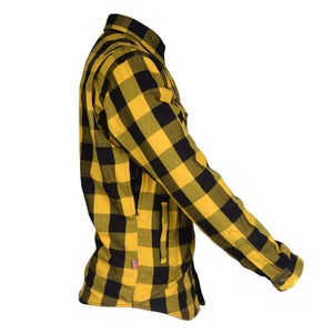 Protective Flannel Shirt "Blaze of Glory" - Yellow and Black Checkered with Pads